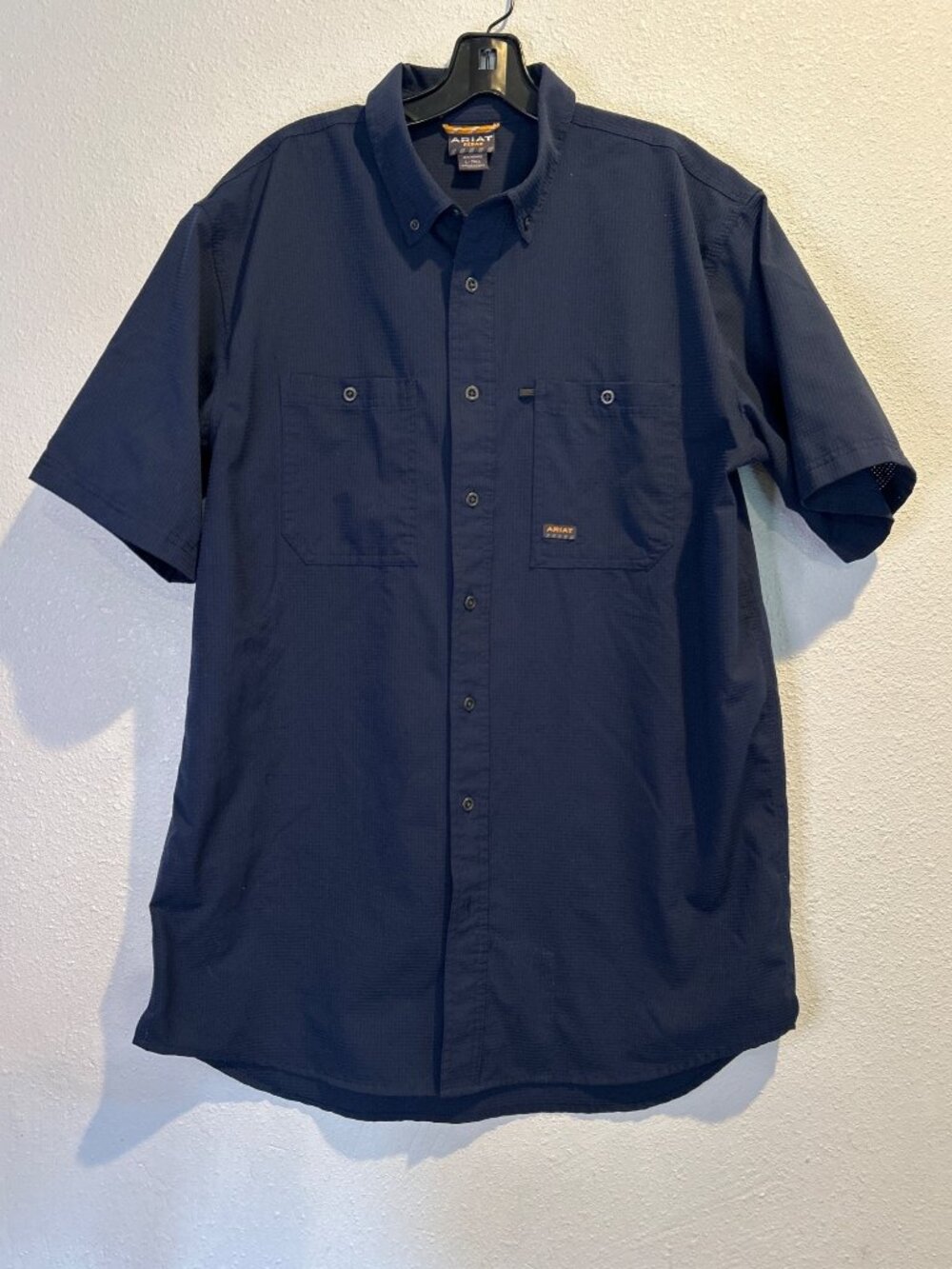 Ariat Rebar Work Shirt Men’s Large Blue Ripstop Utility Short Sleeve Button Up